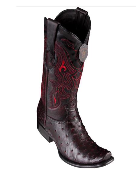 Los Altos Boots Men's Ostrich Black Cherry Cowboy Boots - H79 Dubai Toe - Botas De Avestruz - 6.0 Standard / D / Medium