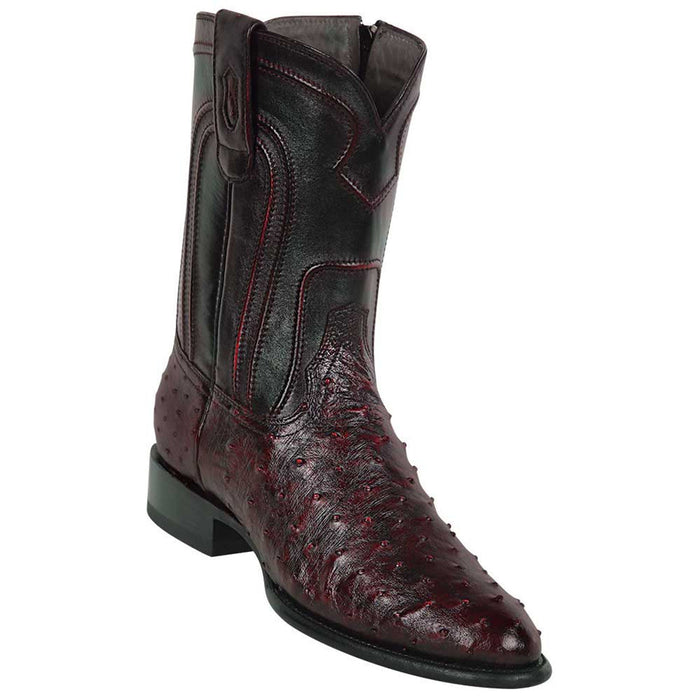 Los Altos Mens Genuine Ostrich Brown Roper Toe Boots