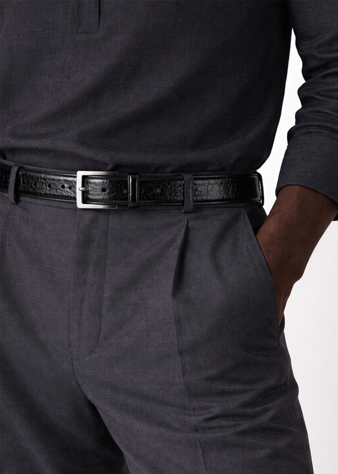 Belvedere Ostrich Leg Belt- Dark Burgundy - 44