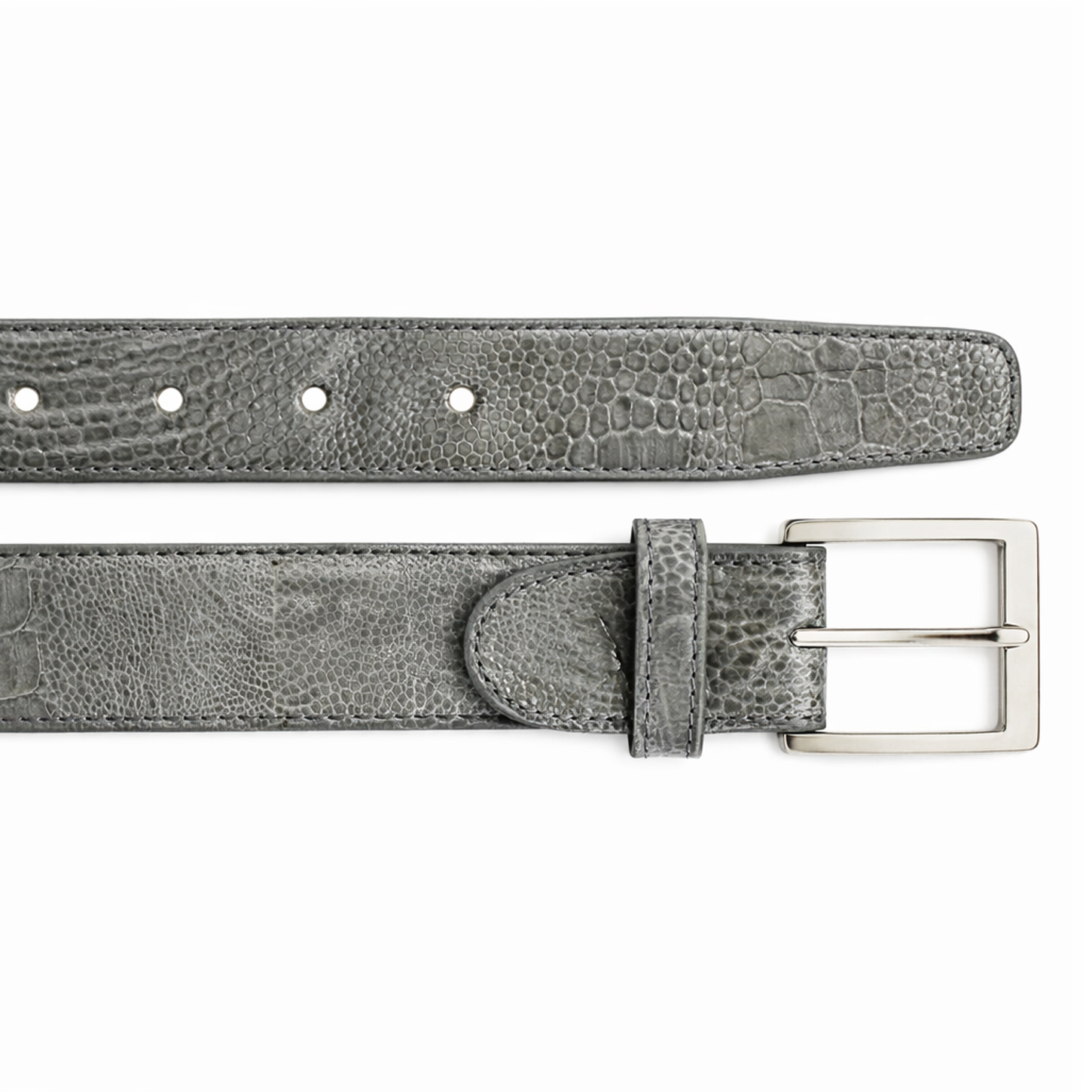 Belvedere Ostrich Leg Belt- Black - 44