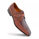Men's Genuine Full Quill Ostrich Leg Monk Strap Brown Shoes By Mezlan Made in Spain Brand-New Designer Collection
