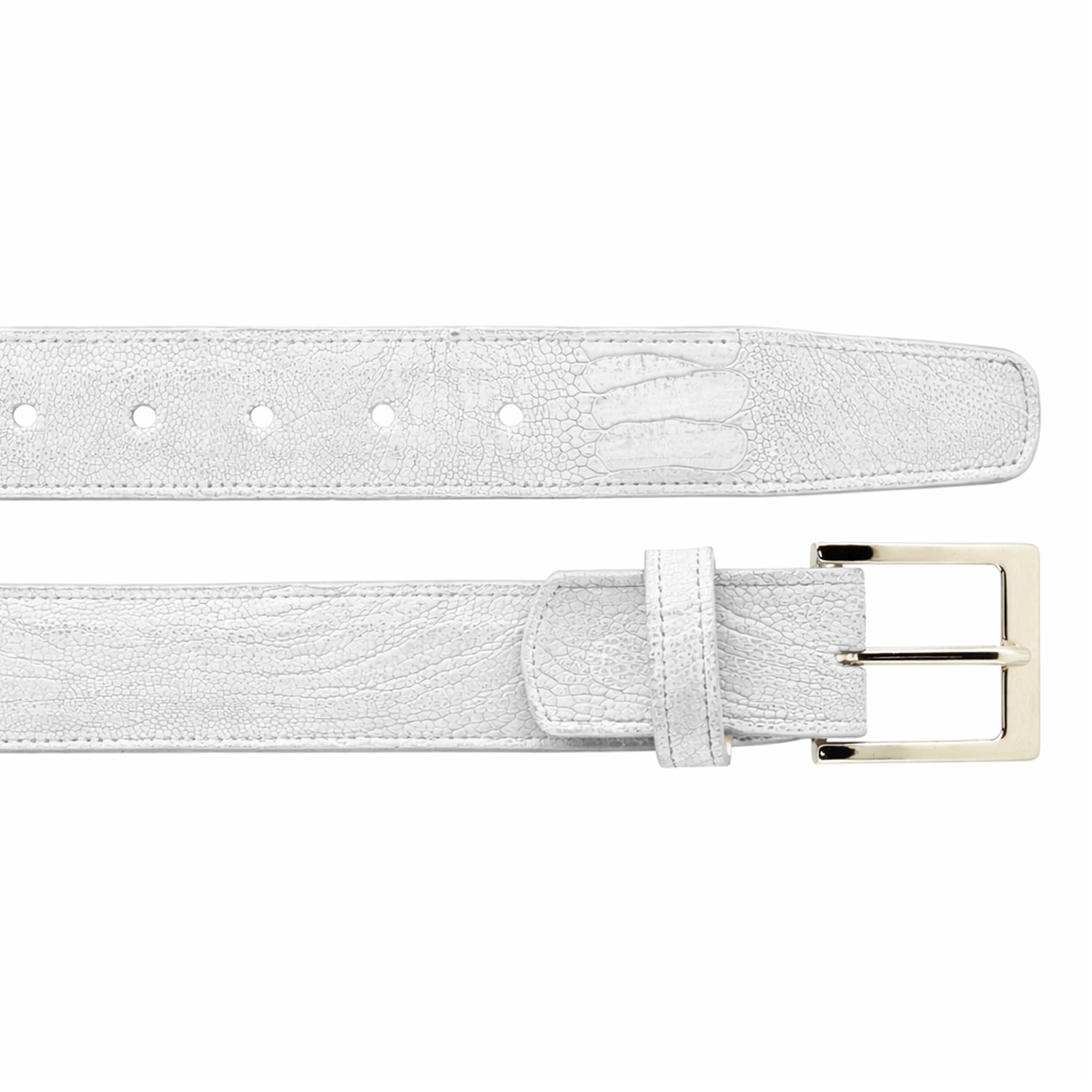 Belvedere Ostrich Leg Belt - White - White