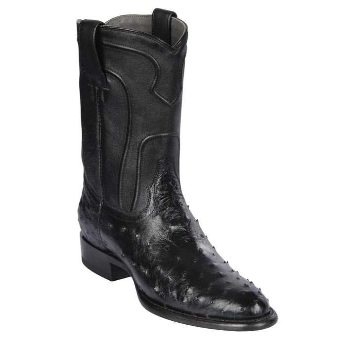 Los Altos Boots - Mens Dress Cowboy Boot - Low Priced  Ostrich Roper Western Boots- in  Black - 6