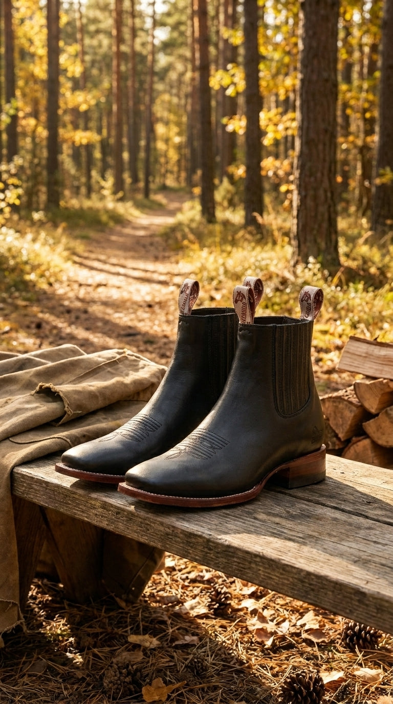 Black Square Toe Ankle Boots