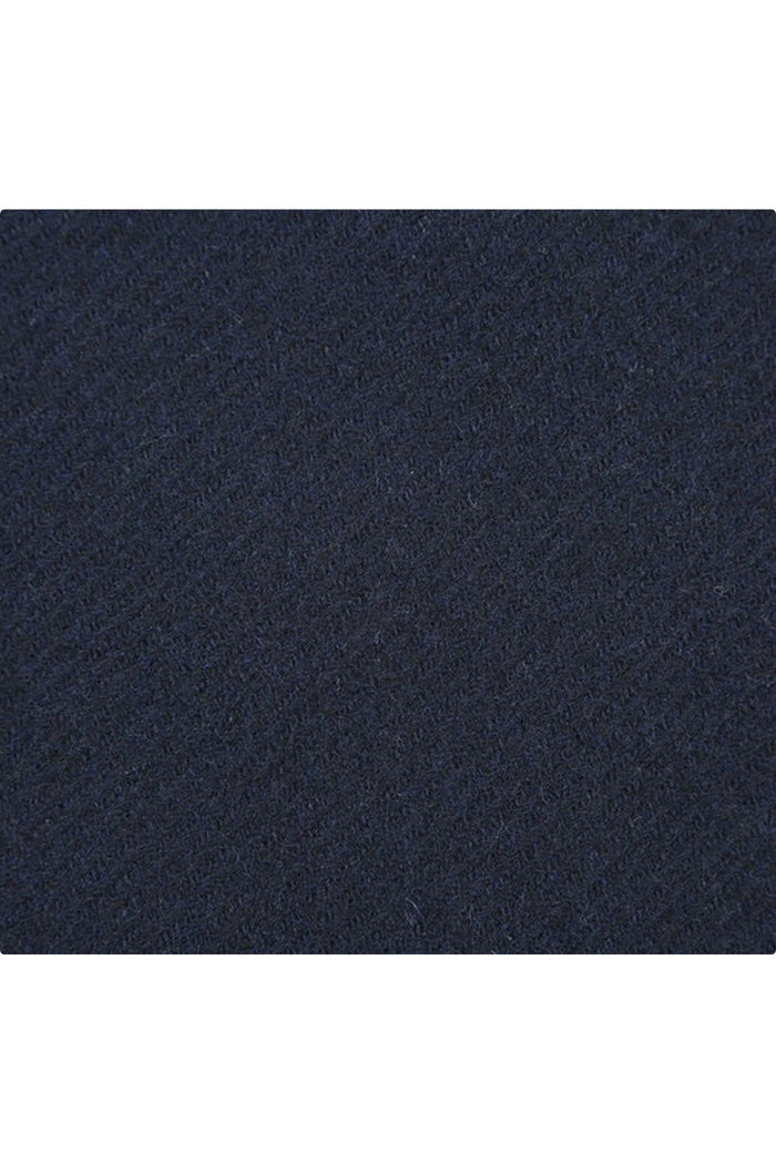 Navy Slim Fit Wool Blend Long Overcoat