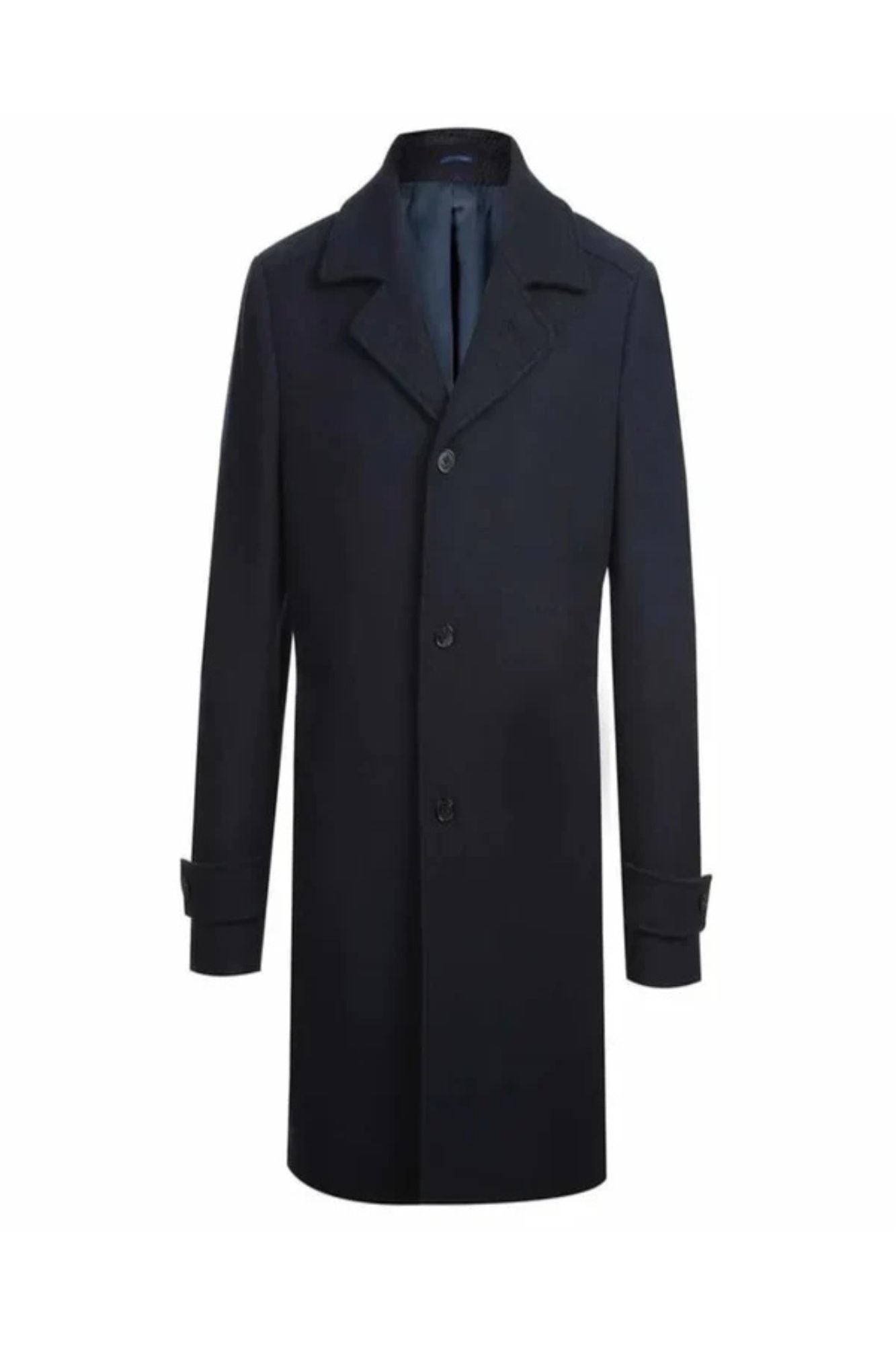 English Laundry Navy Slim Fit Wool Blend Long Overcoat - Coat Size 38