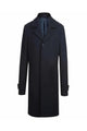 Navy Slim Fit Wool Blend Long Overcoat