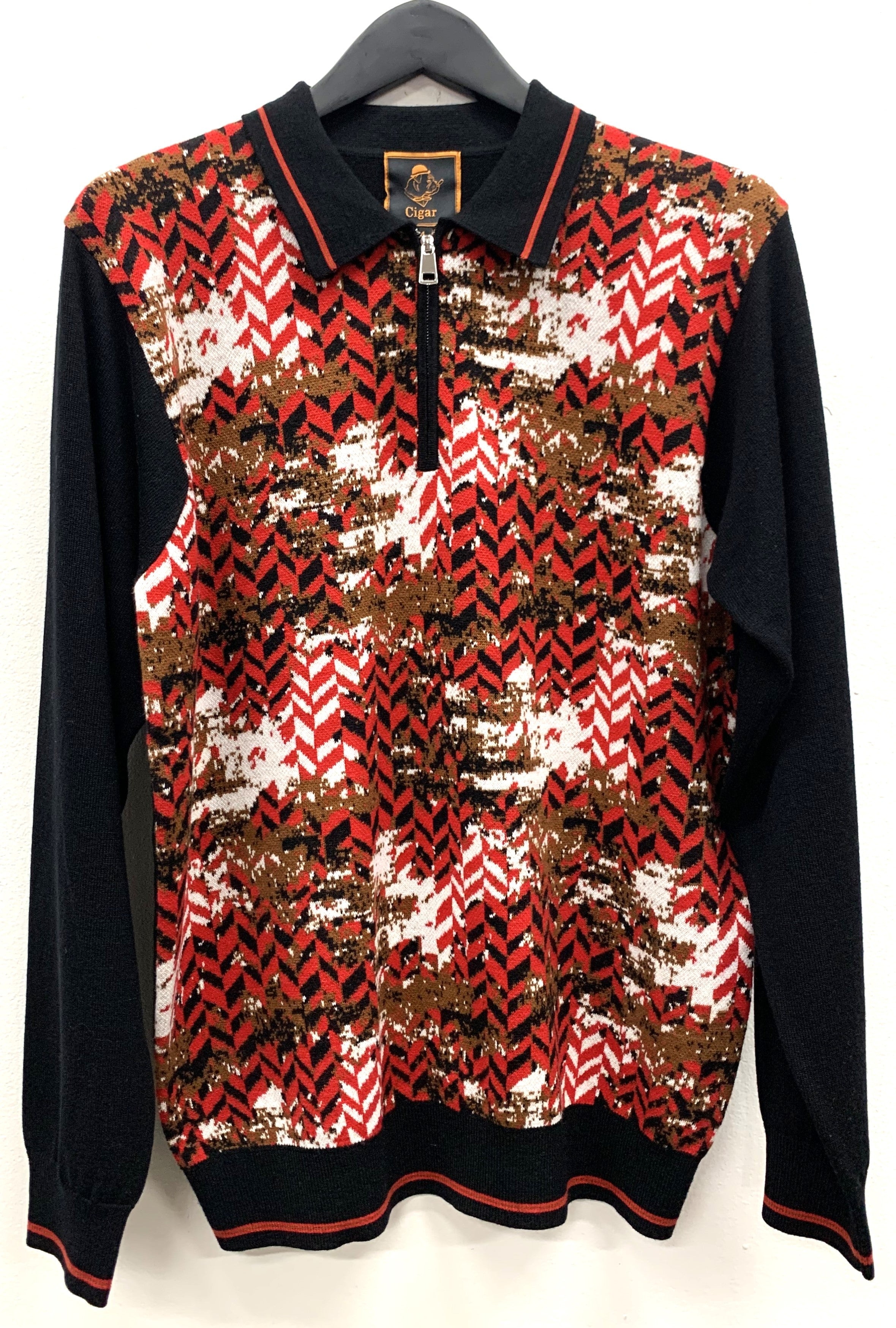 Cigar Couture 1/4 Zipper Polo Sweater - Black - M