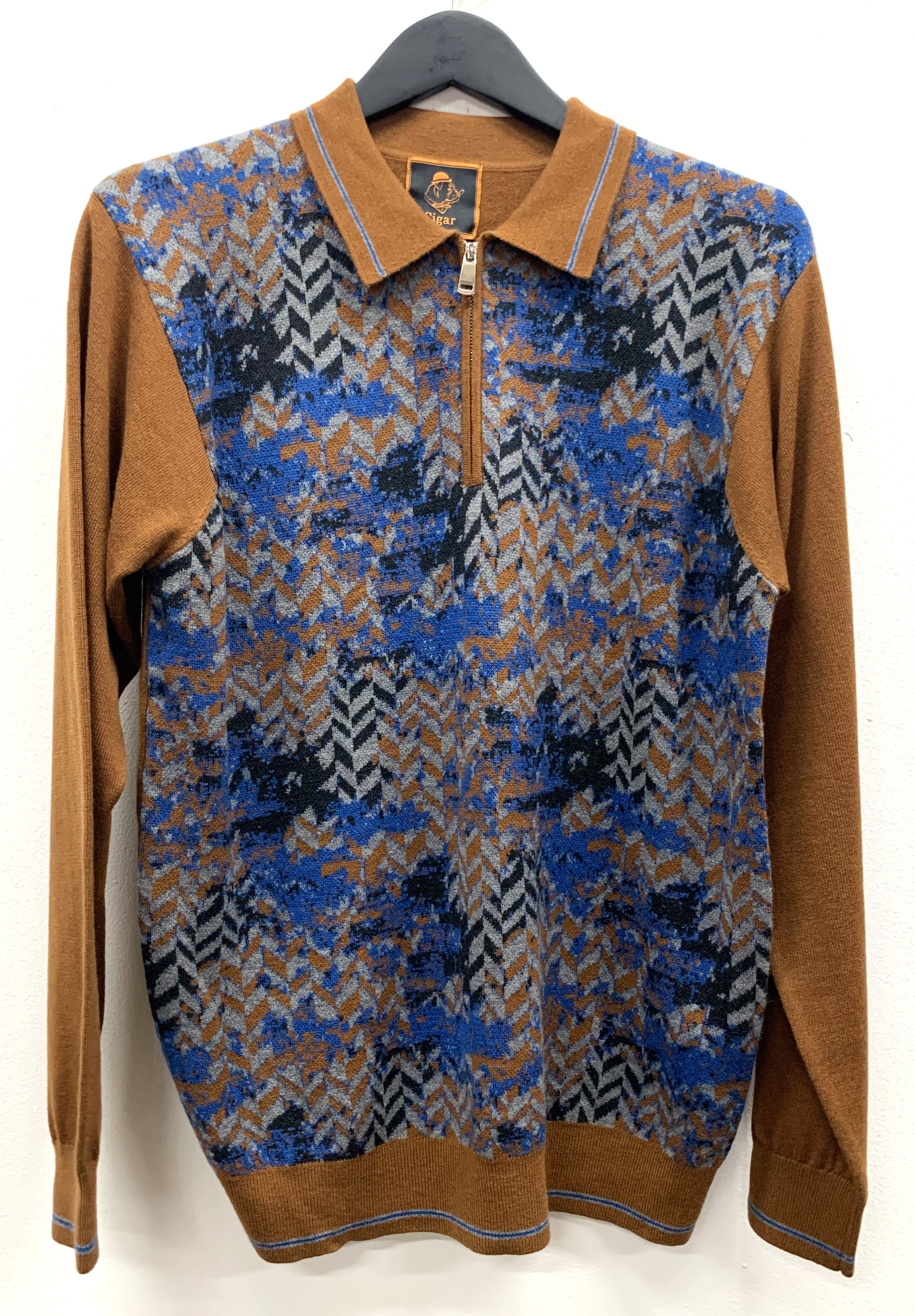 Cigar Couture 1/4 Zipper Polo Sweater - Taupe - M