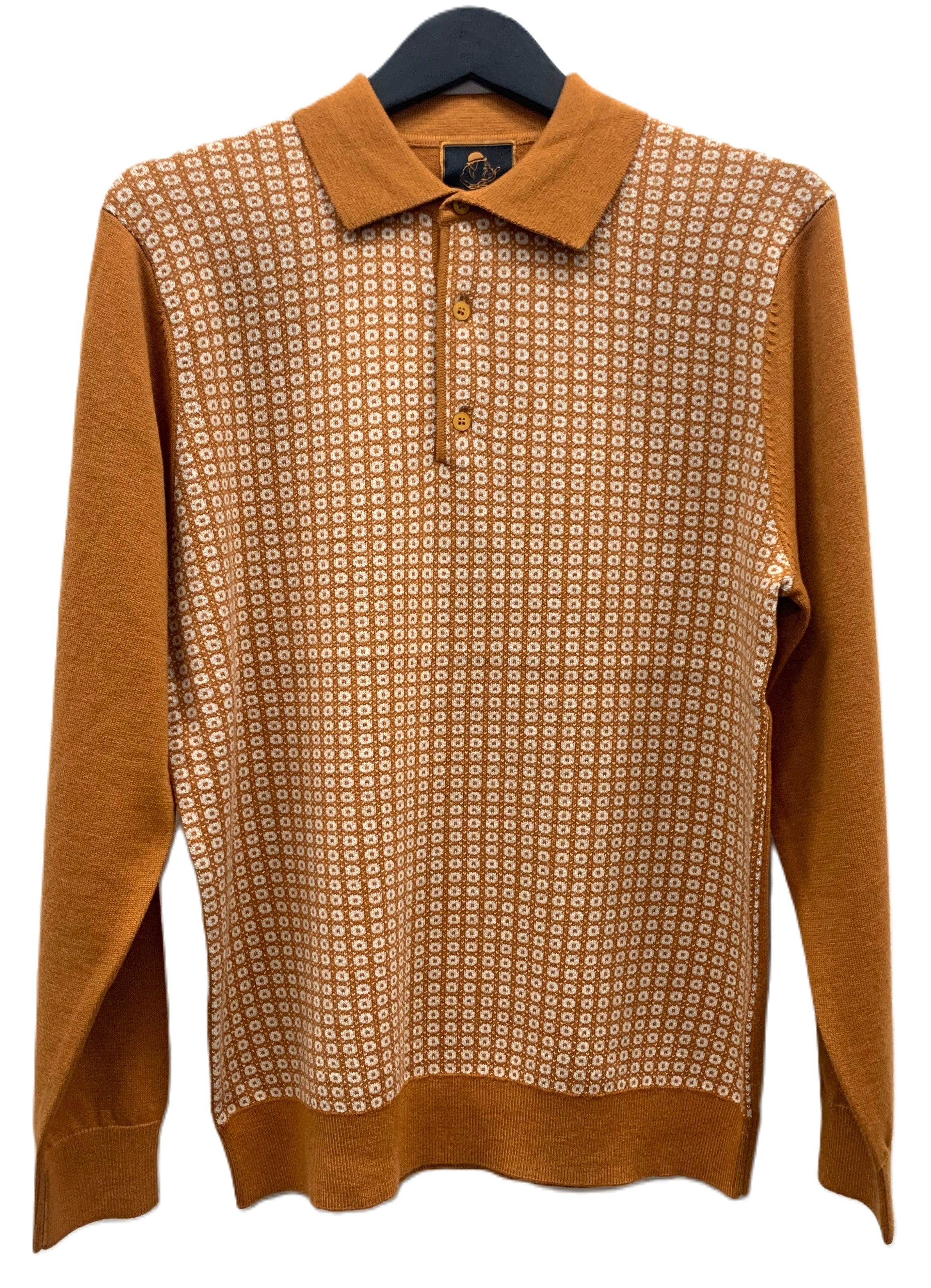 Cigar Couture 3 Button Pullover Polo Sweater - Clay - M