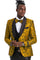 "Gold Paisley Floral Men's Slim Fit Prom 2026 Tuxedo - One Button Vested"