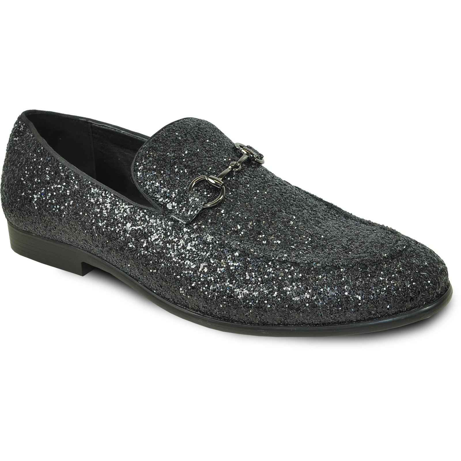 "Black Sequin Prom 2026 Tuxedo Loafer - Modern Men's Glitter Footwear" - 7M