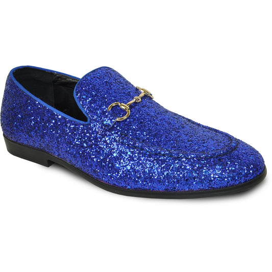 "Royal Blue Glitter Sequin Men's Prom Tuxedo Loafer - Modern Style"