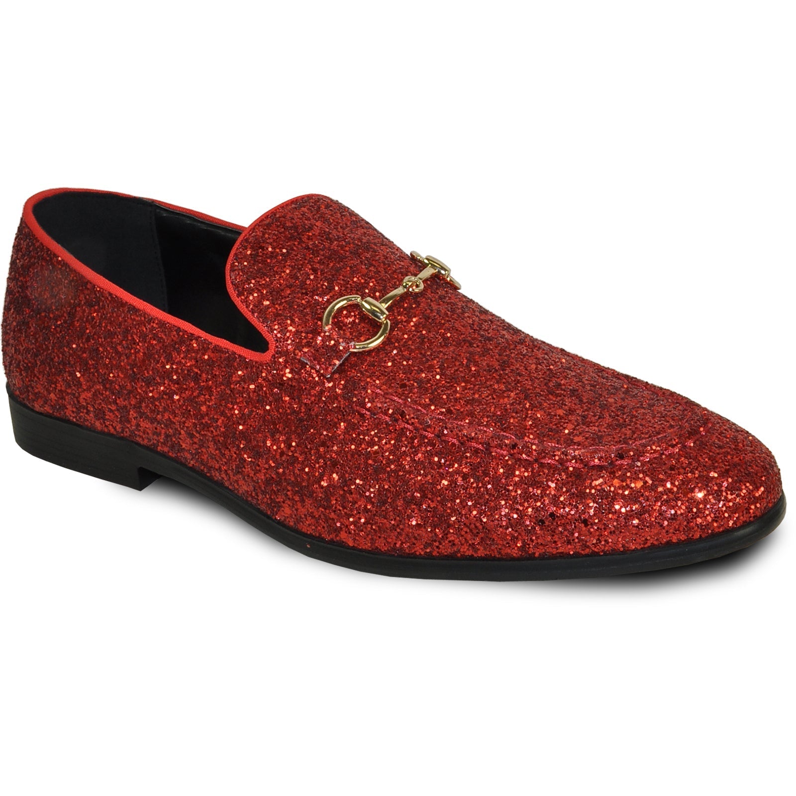 "Red Sequin Tuxedo Loafer - Modern Men's Glitter Prom Footwear"