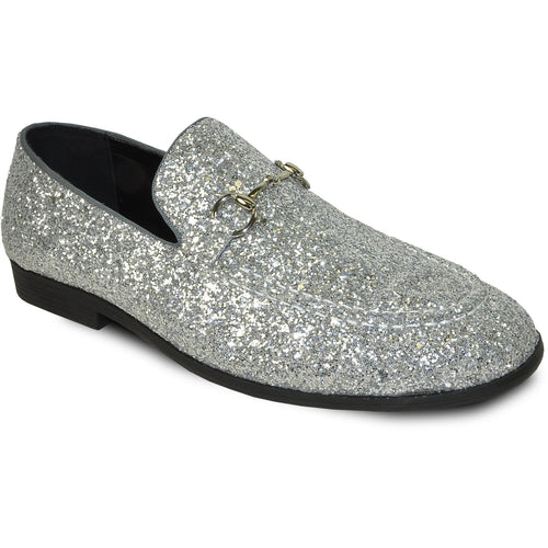 "Silver Sequin Loafer - Modern Men's Prom 2026 Tuxedo Footwear"