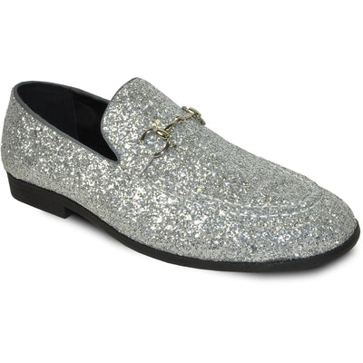 "Silver Sequin Loafer - Modern Men's Prom 2026 Tuxedo Footwear"
