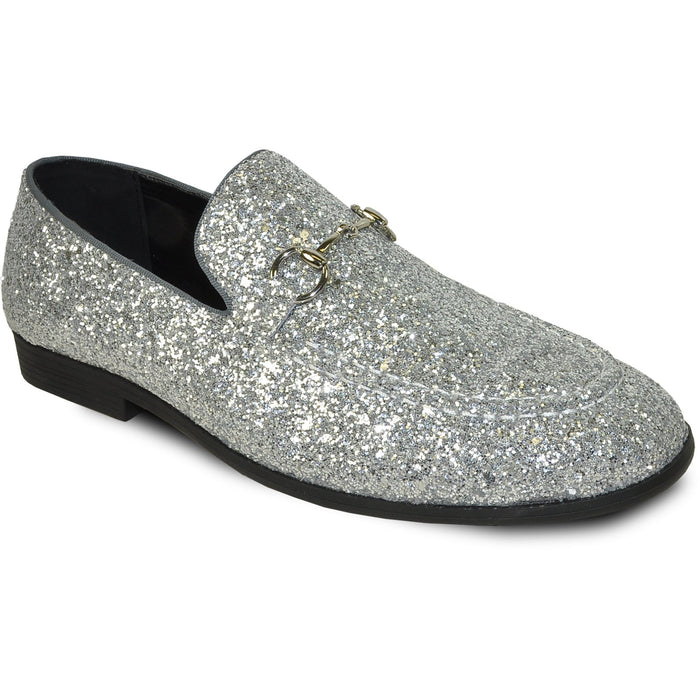 "Silver Sequin Loafer - Modern Men's Prom 2026 Tuxedo Footwear"