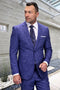 Men's Designer Modern Fit Italian Wool Suit in Sapphire Blue Plaid