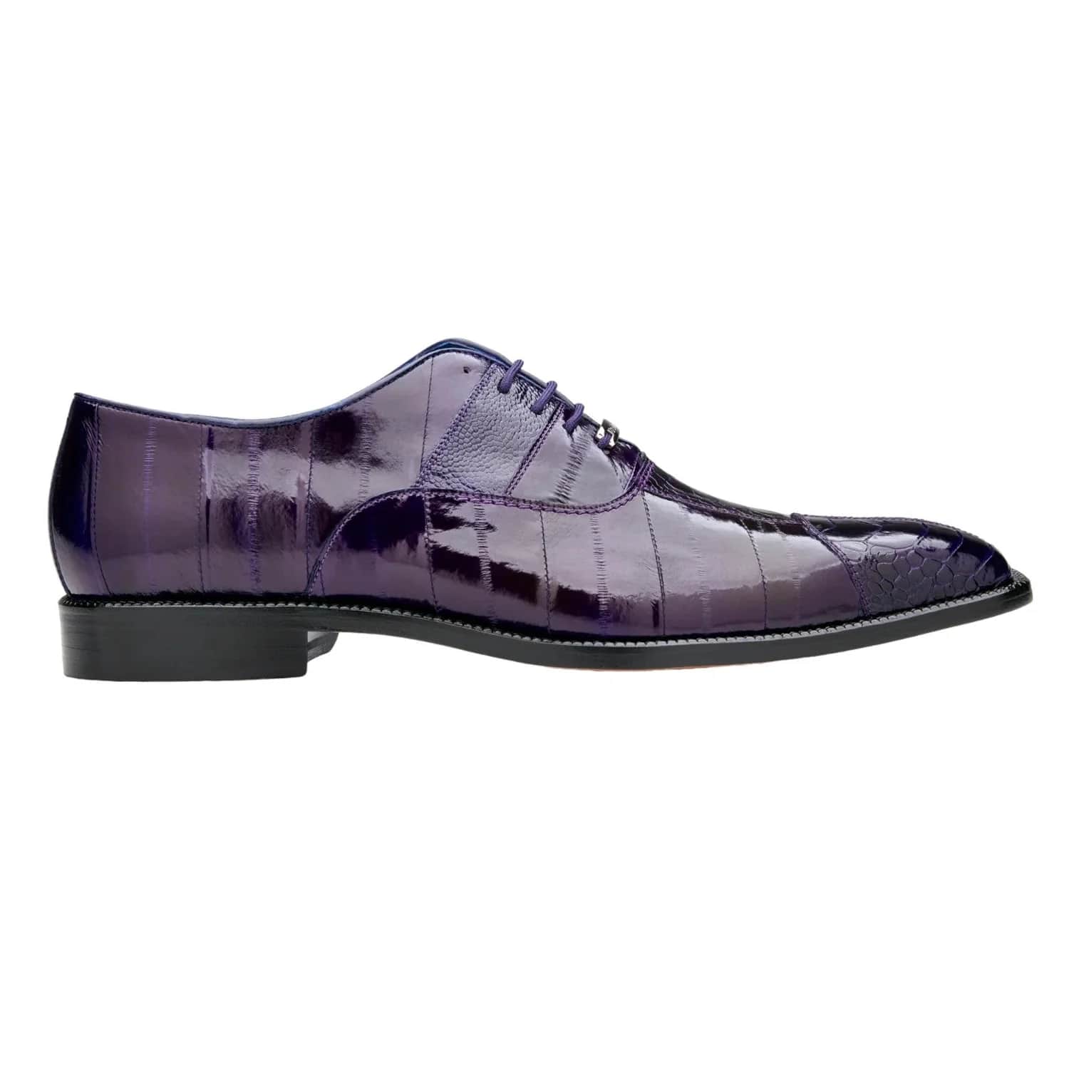 Belvedere Mare  Shoes Men's Purple Genuine Ostrich & Eel Split-toe Oxfords - 6