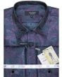 Paisley Mens Shirt -Long Sleeve - French Cuff  - Matching Cuff Link in Black Blue Red and 10 Other colors - S