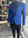 Mens Prom Tuxedo Paisley Suit - Wedding Floral - Royal Blue - Indigo Wedding Jacket + Vest + Pants