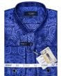 Paisley Mens Shirt -Long Sleeve - French Cuff  - Matching Cuff Link in Black Blue Red and 10 Other colors - S