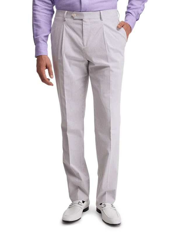 Mens Lavender Seersucker Suit Blazer + Pants Cotton Fabric - Summer Fabric in Purple color - 34 Short or Extra Small
