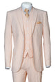 Cheap Suit - Mens 2 Button Vested Summer Seersucker Peach Suit Peach Prom 2025 Suits