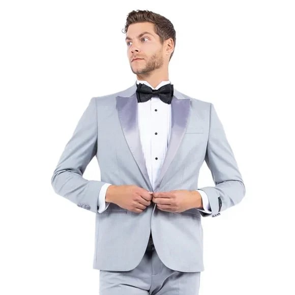 Peak Lapel  Tuxedo Separates Coat, Lt. Gray by ZeGarie