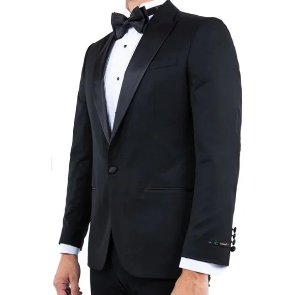 Peak Lapel Tuxedo Separates Coat, Black by ZeGarie