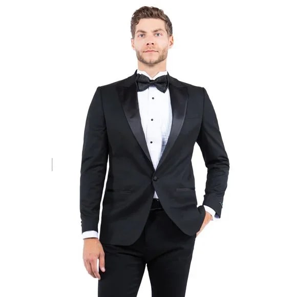 Peak Lapel Tuxedo Separates Coat, Black by ZeGarie