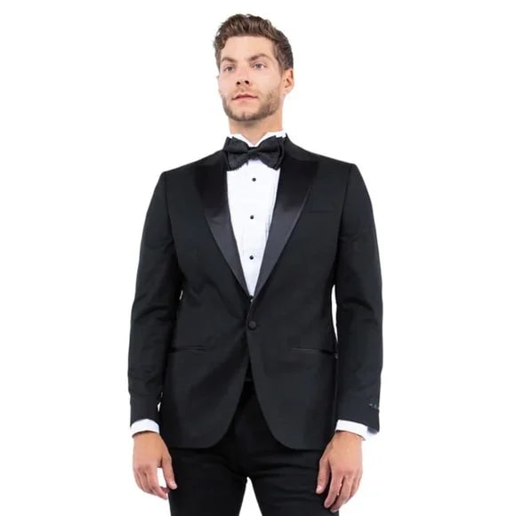 Peak Lapel Tuxedo Separates Coat, Black by ZeGarie