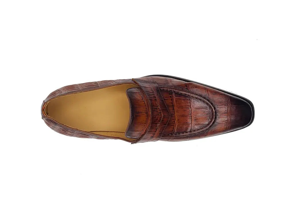 Carrucci Penny Loafer Features Alligator Embossed Calfskin - 13