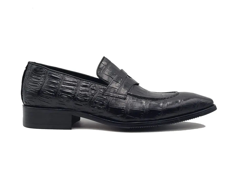 Carrucci Penny Loafer Features Alligator Embossed Calfskin - 13