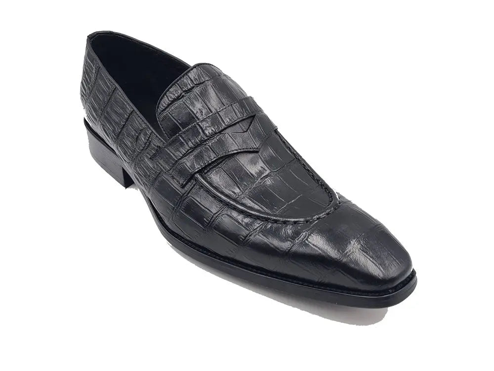 Carrucci Penny Loafer Features Alligator Embossed Calfskin - 13