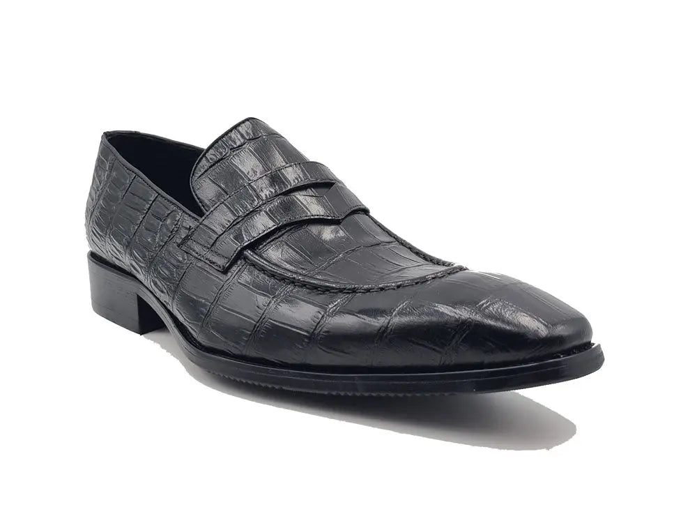 Carrucci Penny Loafer Features Alligator Embossed Calfskin - 13