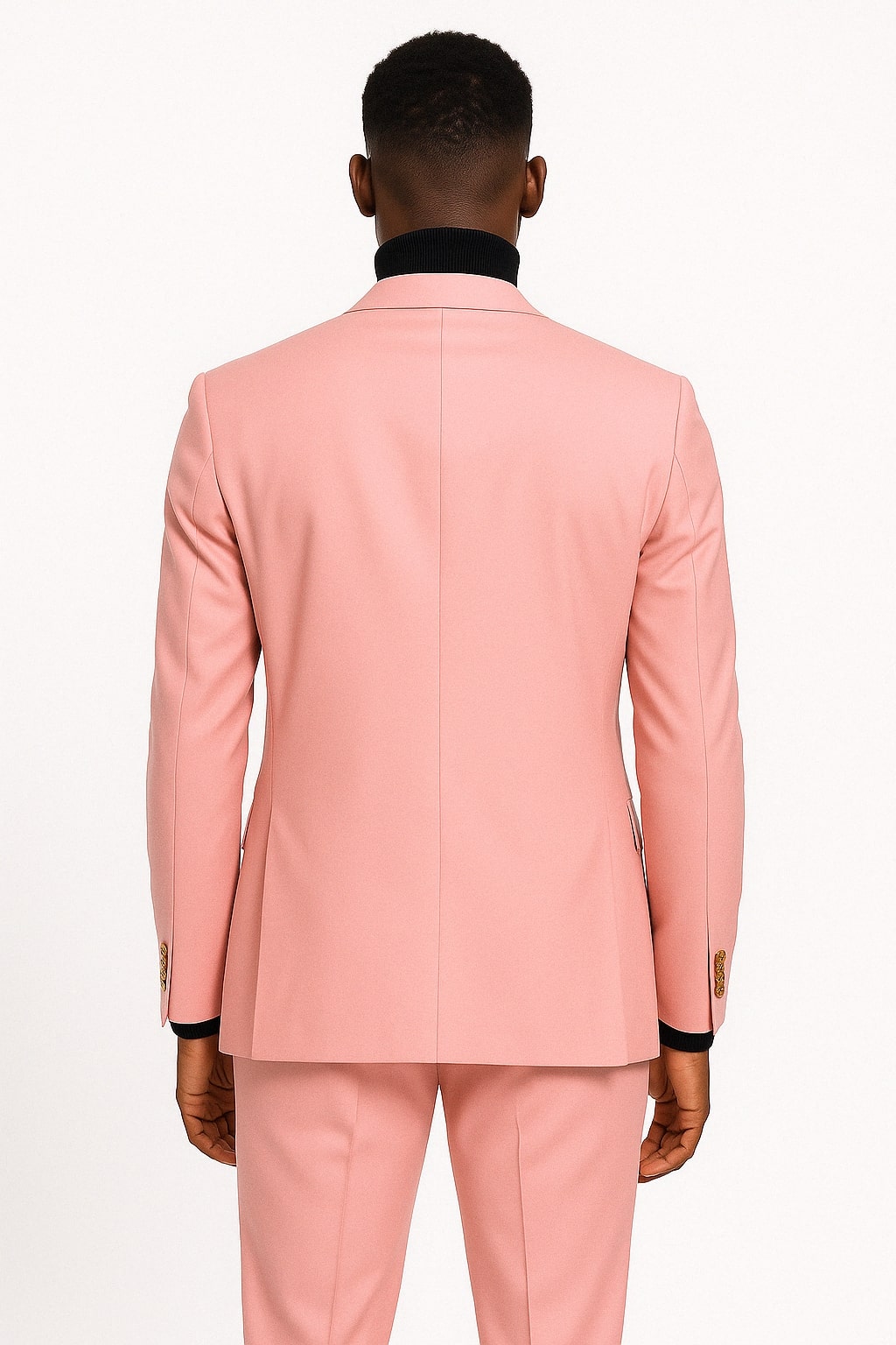 Mens Pink Double-Breasted Suit with Gold Buttons - 34 Short or Extra Small