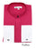 Fashion Hidden Button French Cuff Mandarin Collarless Dress Fuchsia ~ Fuschia~ Hot Preacher Round Style Pink Men's Dress Shirt