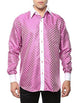 Shiny Satin Floral Spread Collar Paisley Dress Club Clubbing Clubwear Shirts Flashy Stage Colored Two Toned Woven Casual Geometric Pink-White Men's Dress Shirt