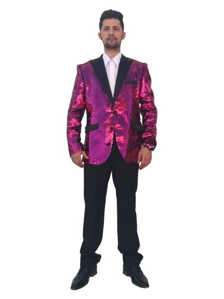 Sequin Tuxedo - Mens Blazer - Pink Dinner Jacket - Shiny Sequin Tuxedo Jacket