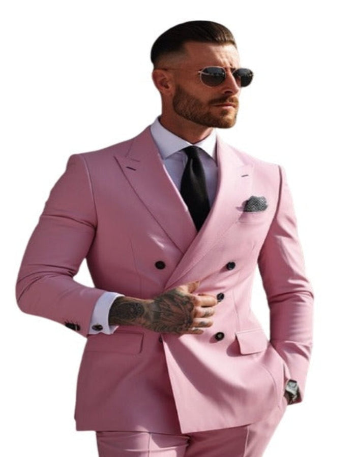 Mens Pink Linen Suit - Peak Lapel Summer Suit