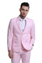 Cheap Priced Suit- Men's Two Button Peak Lapel Summer Linen Style Beach Wedding Pink Suit