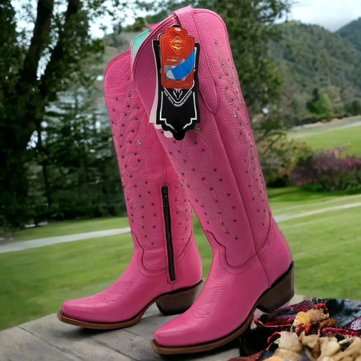 Tall Pink Cowgirl Boots - Pink