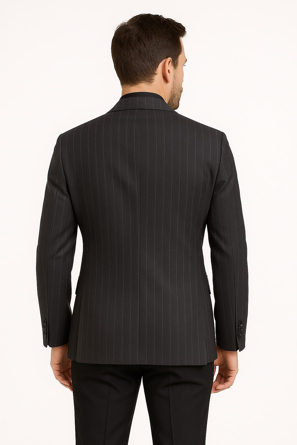 Pinstripe Blazer in Black Pinstripe Almost Dark Charcoal Grey Pinstripe Sport Coat - 1920s Pattern Sport Coat - 36 Short