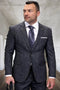 Mens 3 Piece 100 Percent Wool Suit - Affordable Italian Super 150's Fabric in Plaid Texture Fabric in Color Carbon - Online Special