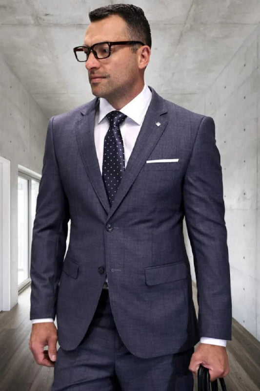 Mens 3 Piece 100 Percent Wool Suit - Affordable Italian Super 150's Fabric in Plaid Texture Fabric in Color Dark Grey - Online Special