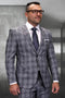 Mens 3 Piece 100 Percent Wool Suit - Affordable Italian Super 150's Fabric in Plaid Texture Fabric in Color Taupe - Online Special