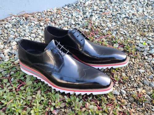 Carrucci Plain Toe Wing-tip Stitching Blucher style Oxford