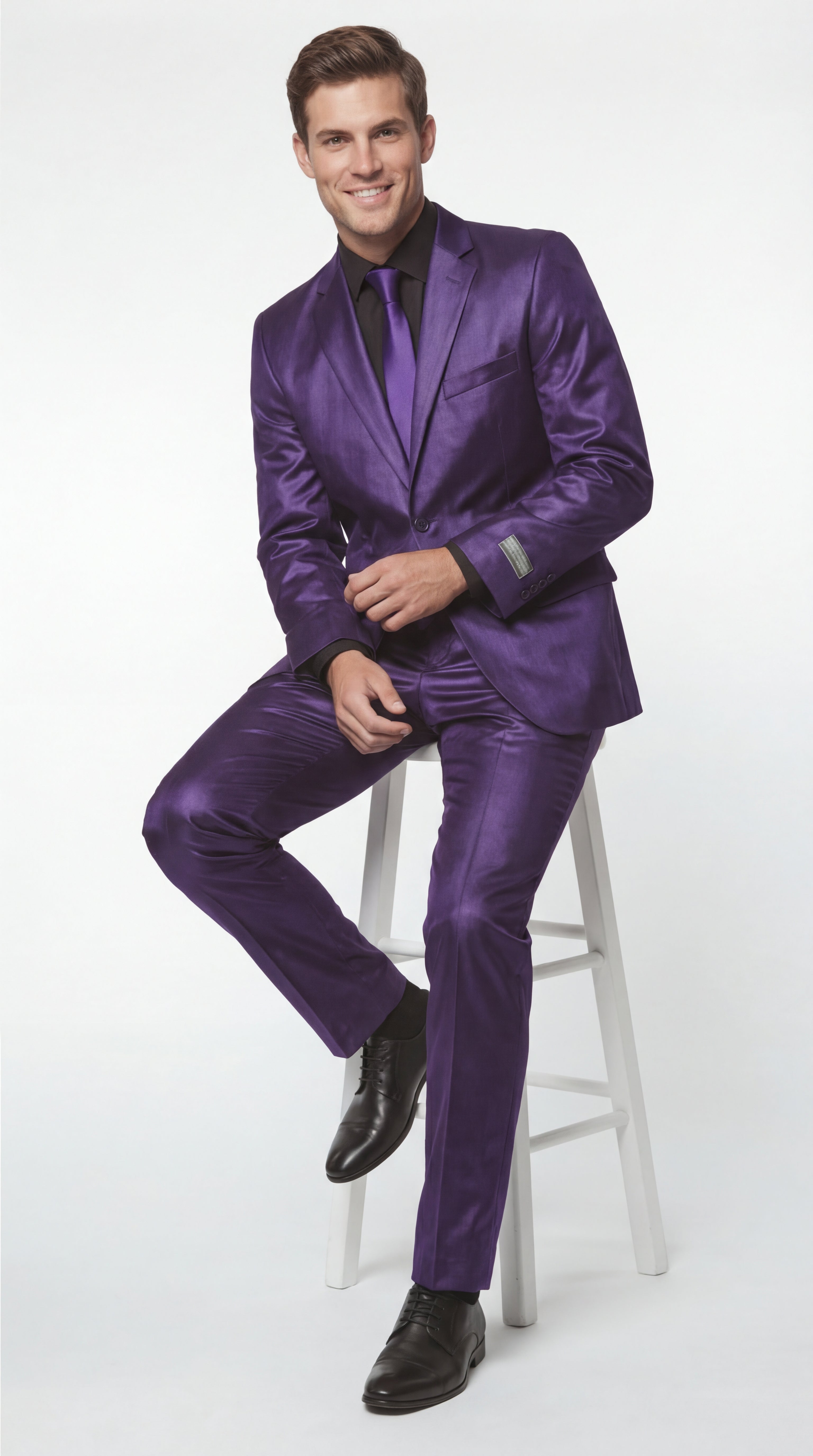 Shiny Metallic Party Blue Suit - Coat Size 38