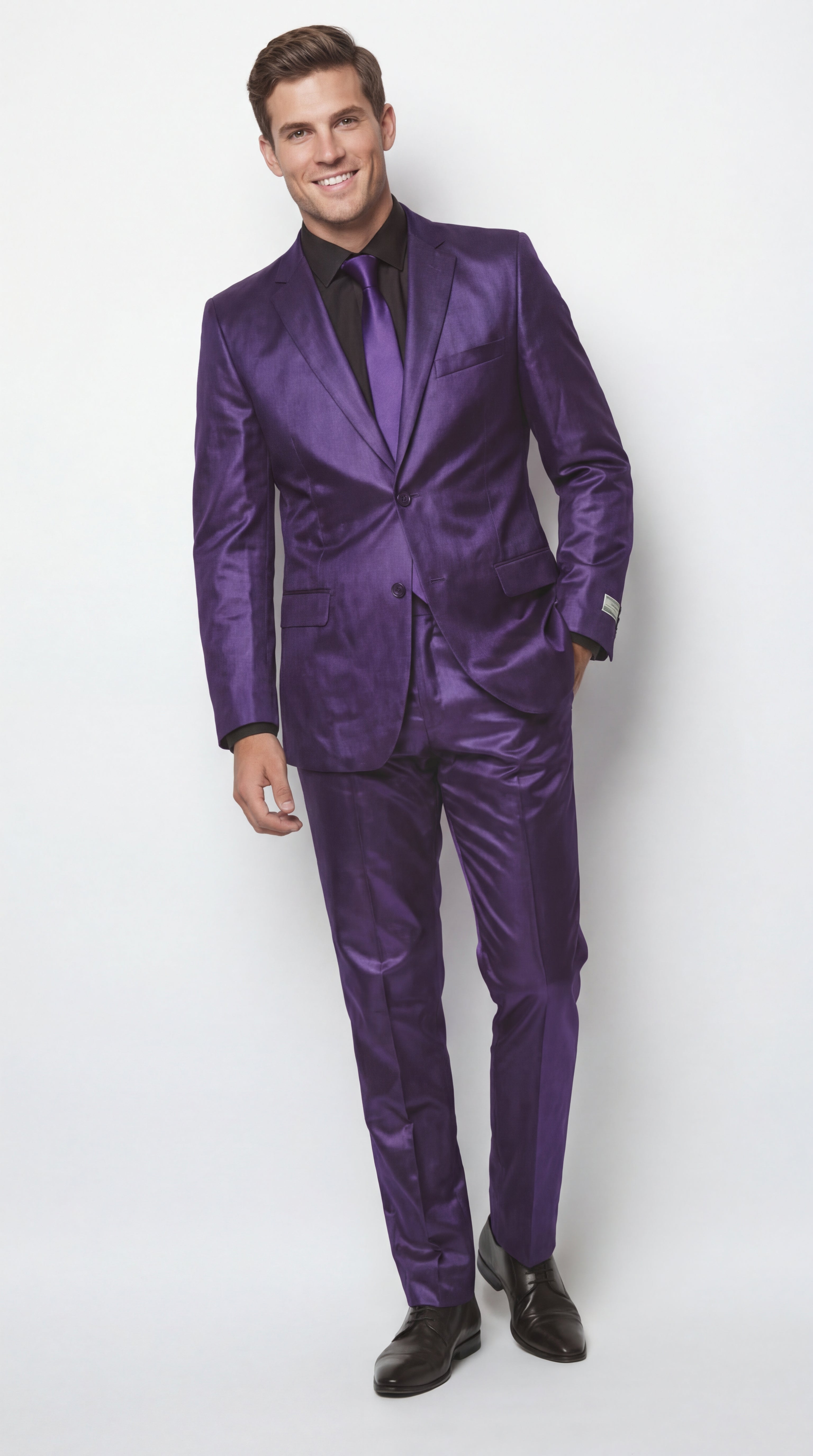Shiny Metallic Party Blue Suit - Coat Size 38